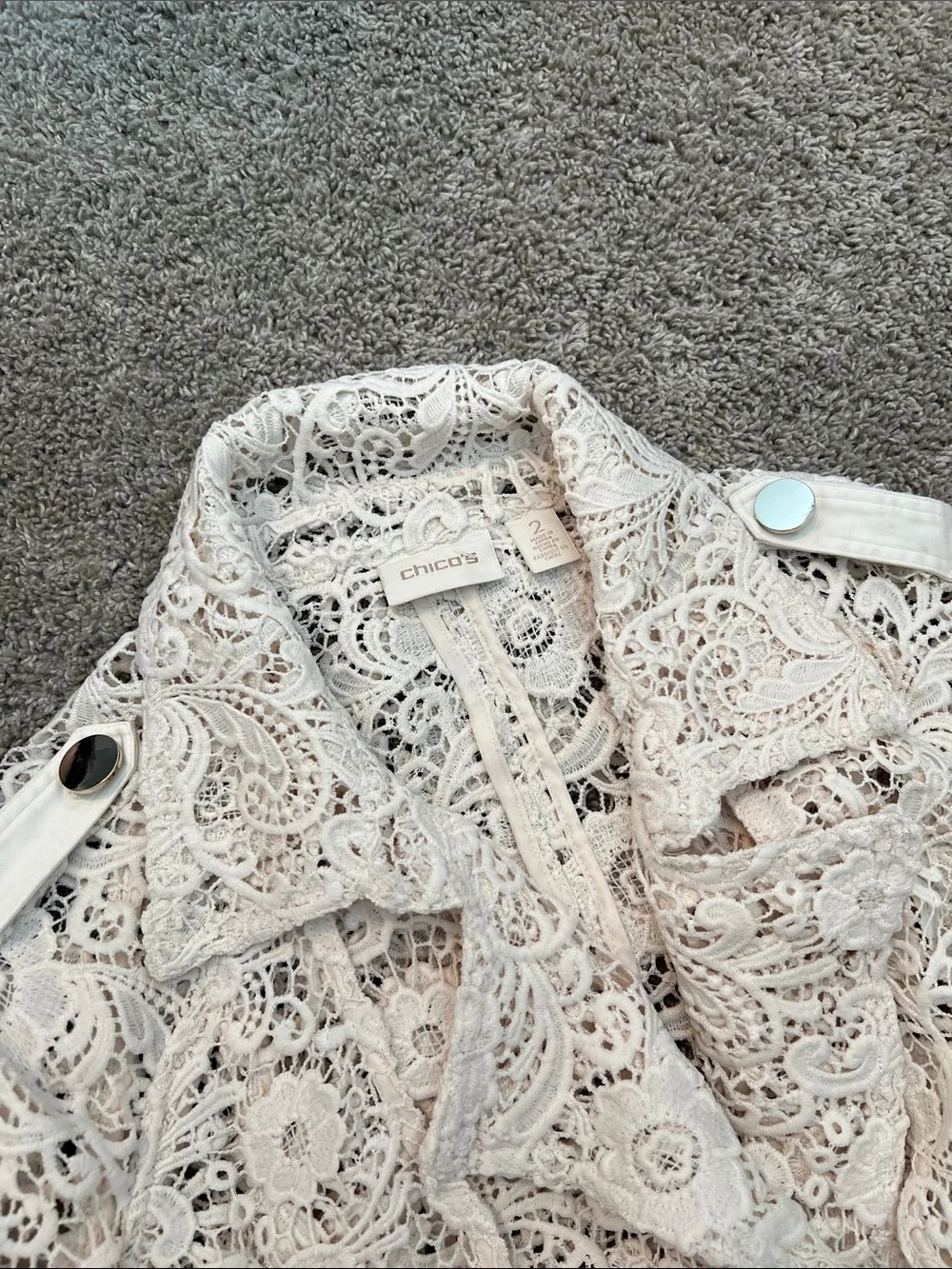 Chico's Cream Lace Trench Coat ‼️NO BELT - Picture 4 of 9